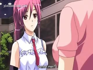 Lusty anime girl in stockings riding big cock on a chair