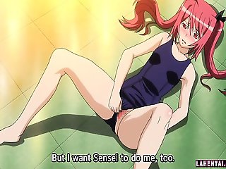 Hentai teen in swimsuit gets fucked and jizzed