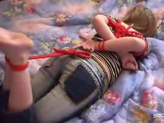 Bf hogtied red rope