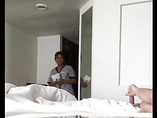 Hotel Maid catches me stroking my cock!