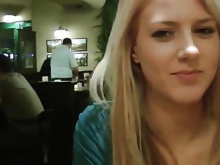 Sexy Blonde in Public Restroom
