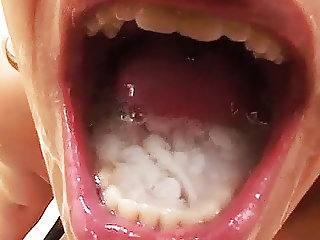 a mouth full of cum
