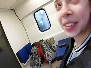 Real Public Blowjob in the Train POV Oral Creampie