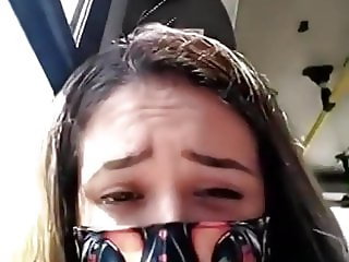 Spanish Babe Masturbating and Squirting on a Public Bus