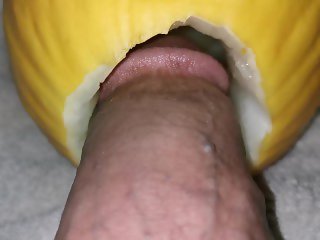 Big dick fucking Watermelon close up