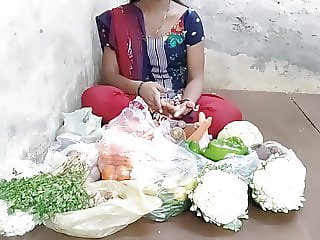 Indian girl selling vegetables hard fucking in the public pl