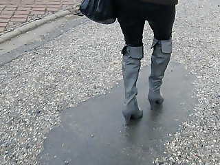 Grey Overknee Boots