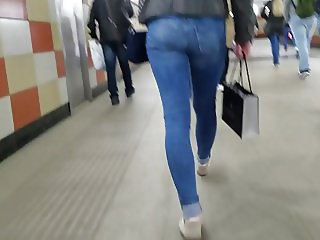 Nice small tight ass in blue jeans