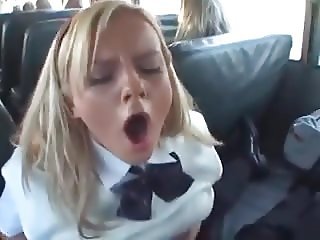 Blonde handjobs Asian in school bus 2