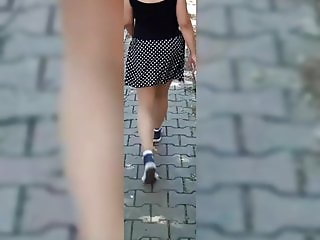 Mini skirt walking