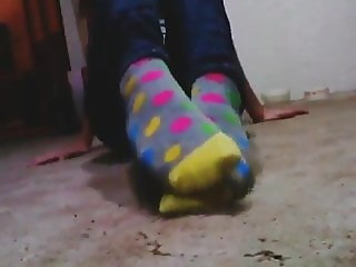 Girl in cute colorful socks