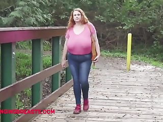 Bouncing her big beauties in a tight t-shirt