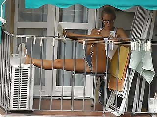 Teen neighbor on the balcony X
