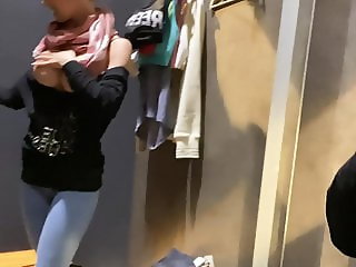 Secretly in dressing room pussy fingered to orgasm