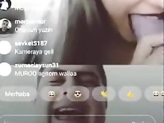Turkish Girl sucks a dildo live