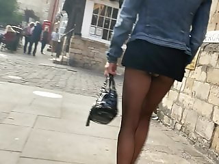 Hannah Fowlston out in Lincoln with her crotchless fishnets!