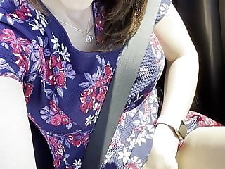 Spreading Legs & Showing Off Pussy While Driving